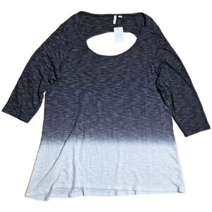 NWT C Est. 1946 Ombre Cutout Neck Tunic Top Women's Size 18W/20W Gray White